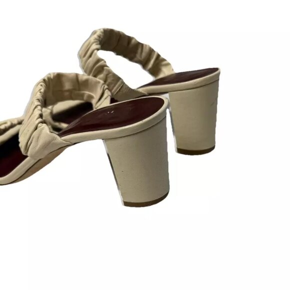 Staud $300 Ruched Frankie Sandals in Ivory Leather Strappy Heels Mules Sz 38 - Picture 6 of 7